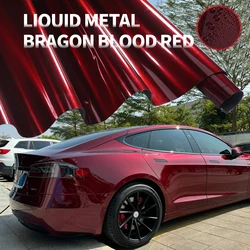 High Glossy Liquid Metallic Dragon Blood red Wrapping Vinyl Film For Motorcycle Stickers Decals Auto Car Accessories Wrap Foil