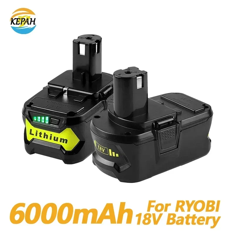 New 6.0Ah For RYOBI P108 18V One+  Battery 18 Volt Lithium-Ion Power Tools BPL1820 P108 P109 P106 P105 P104 P103 RB18L50 RB18L40