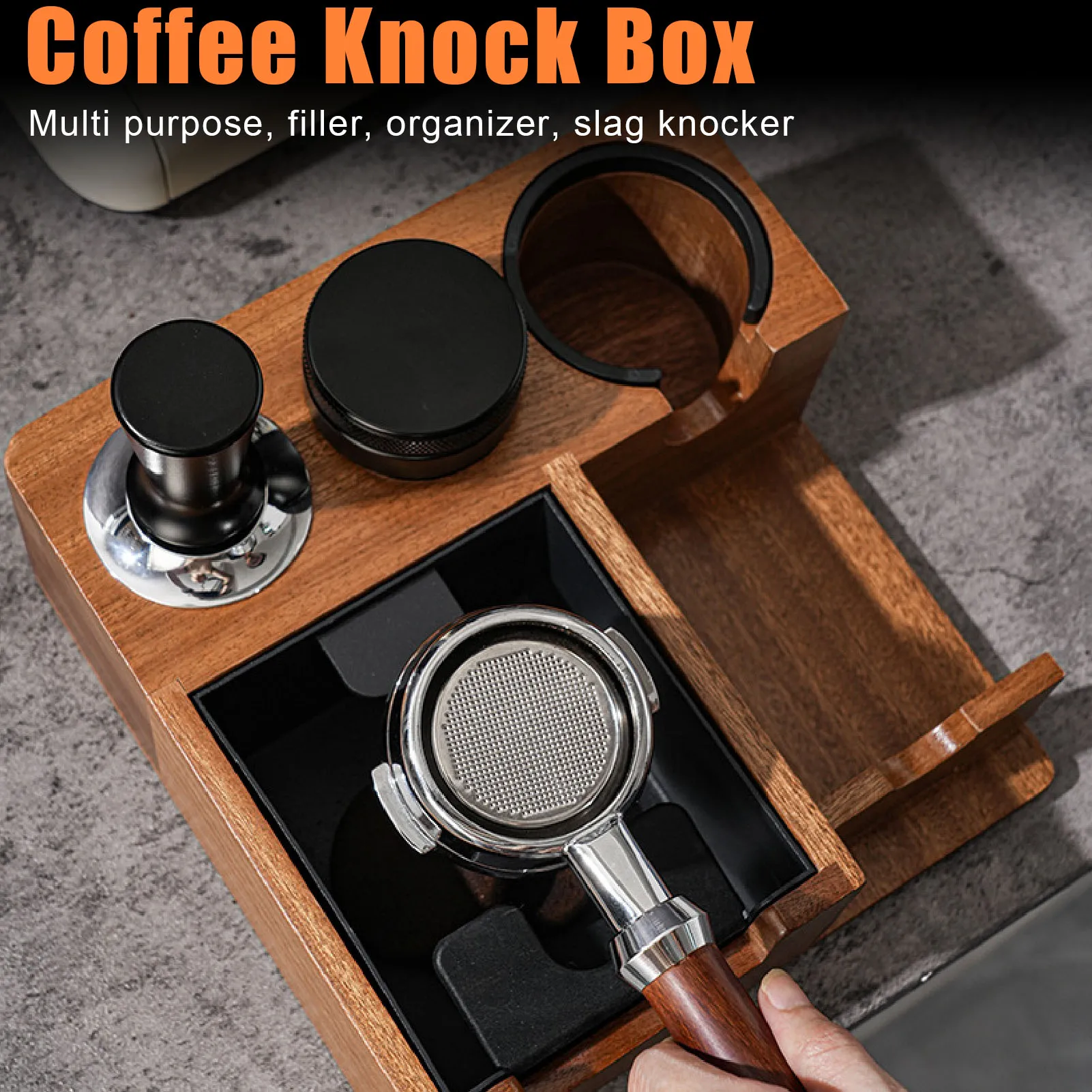 

Coffee Tamping Station Organizer Coffee Tamping Station Rugged Multifunctional Long Lasting Coffee Knock Box For Coffee Bar Home