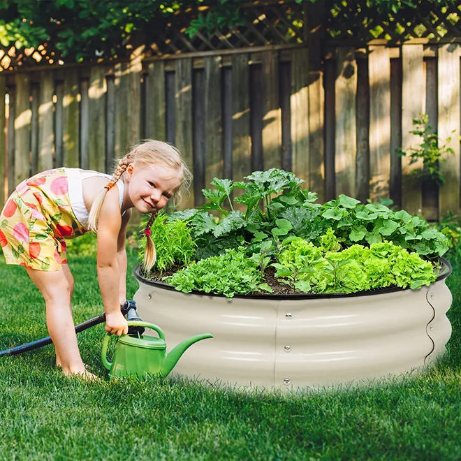 Hot Sale 17 Tall Galvanized Raised Garden Bed Kit Oval Large Metal Raised Garden Bed Stock Jar Herb Box Vegetable Pot