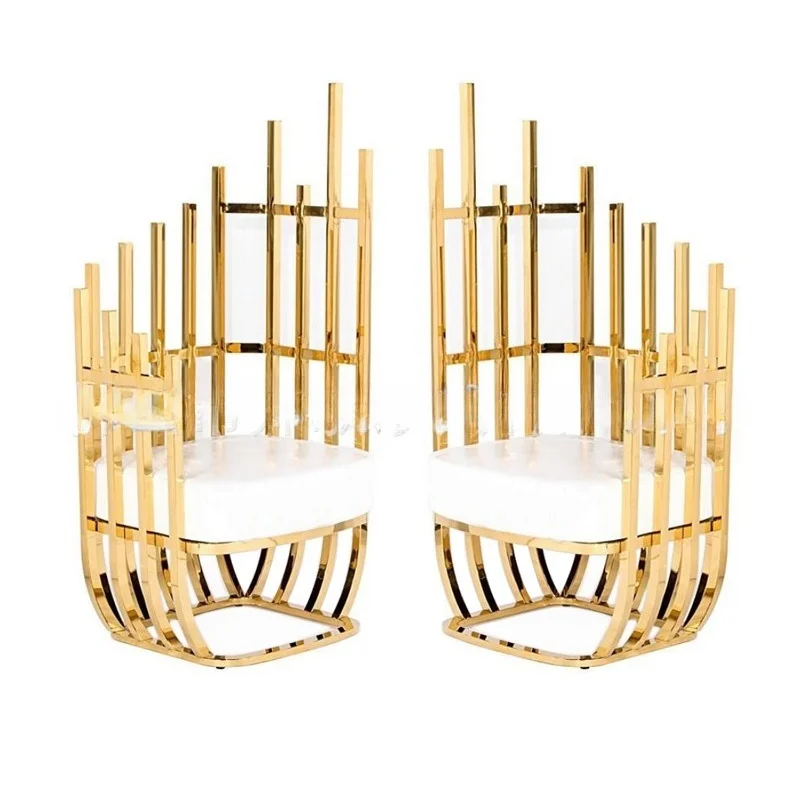 

Stainless Steel Wedding Party Single Bride Groom Sofa King Chair Irregular Leisure Chair