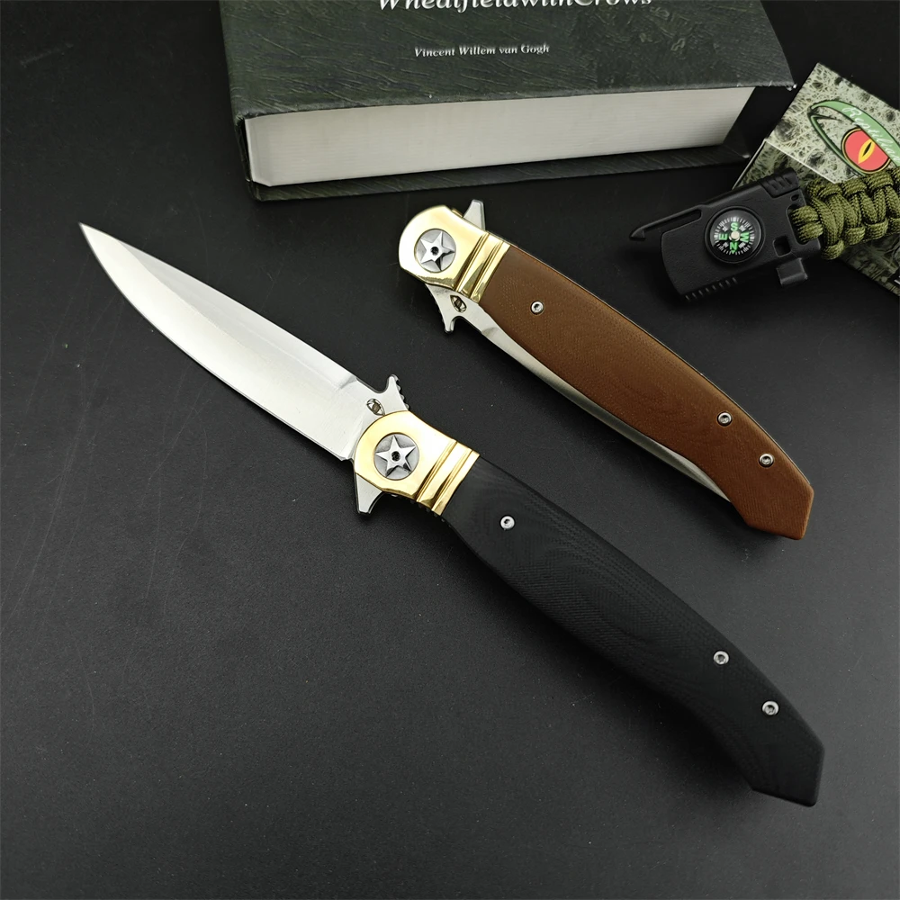 Russian Styles Folding Blade Knife Stainless Steel Pocket Survival Hunting Tactical EDC Portable Jackknife G10 Handle Hand Tools