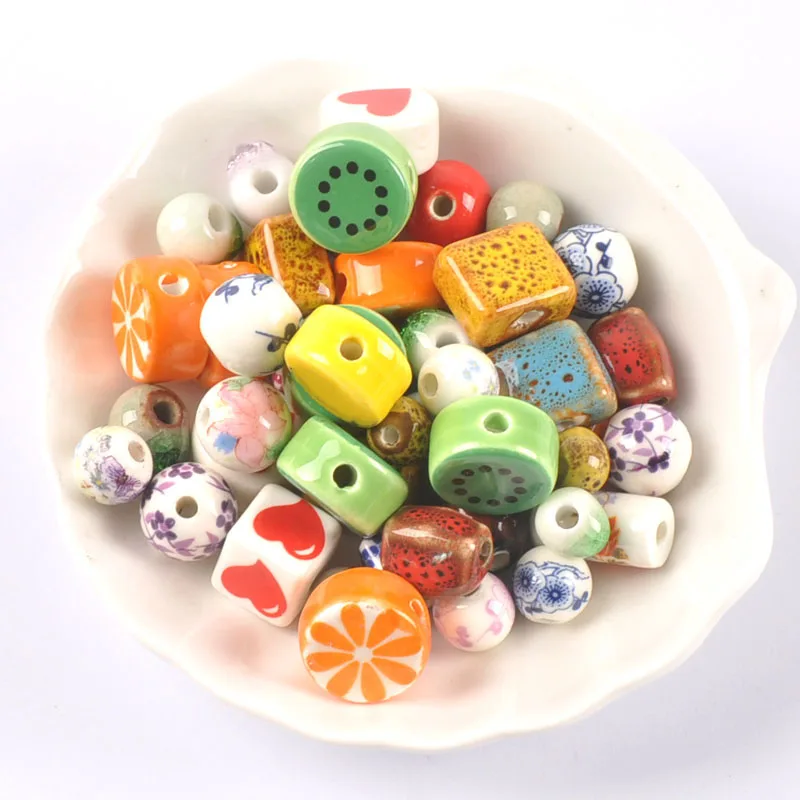 25g Mixed color Vintage Chinese Ceramic Beads Fit Necklace Bracelets and Send 1 meter elastic rope YKL0795