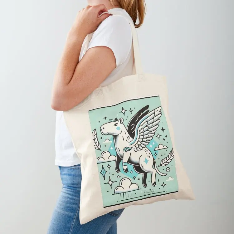 Pegasobara: The Flying Capybara of Olympus Tote Bag canvas bags bag luxury women custom fabric bag