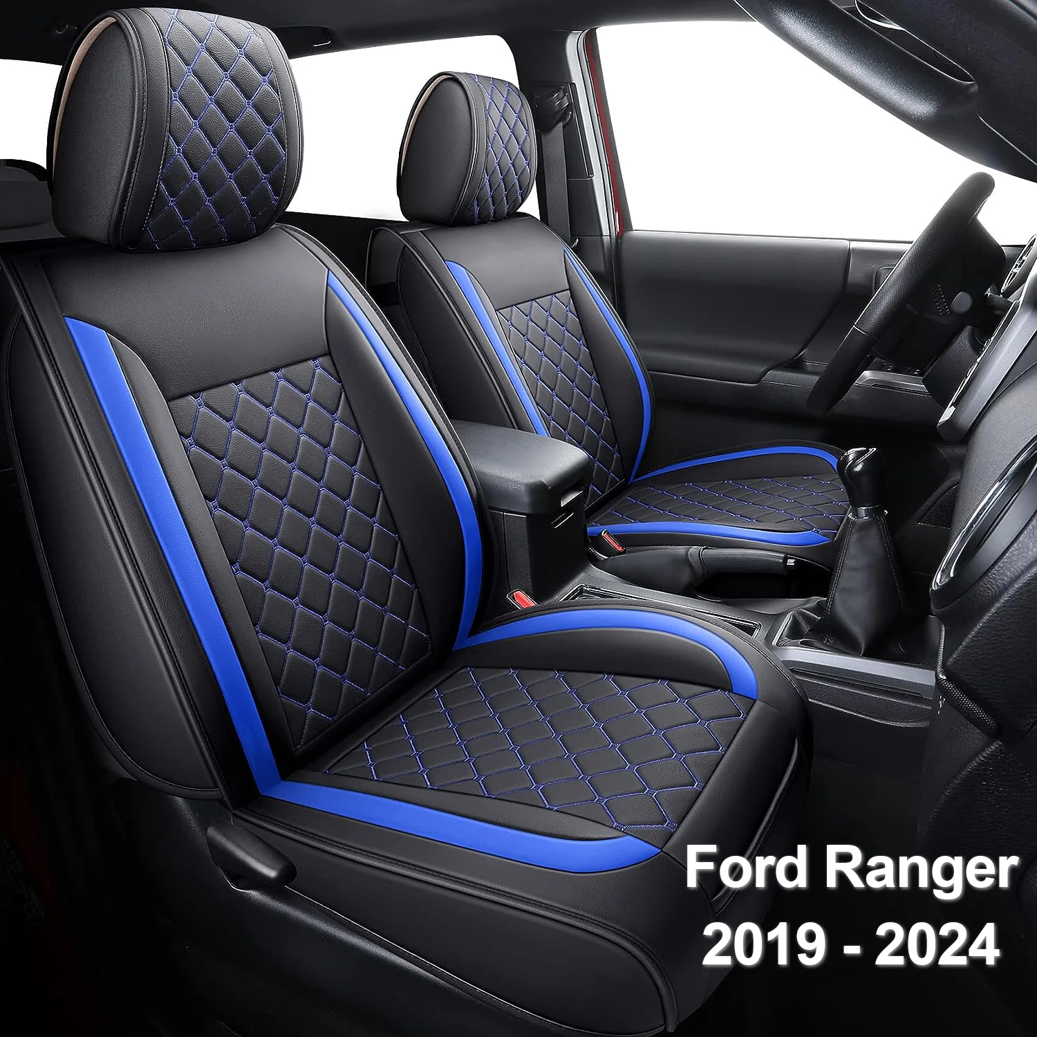 Seat Covers Full Set Durable Waterproof Leather for Pickup Truck Fit for Ford Ranger 2019 to 2024