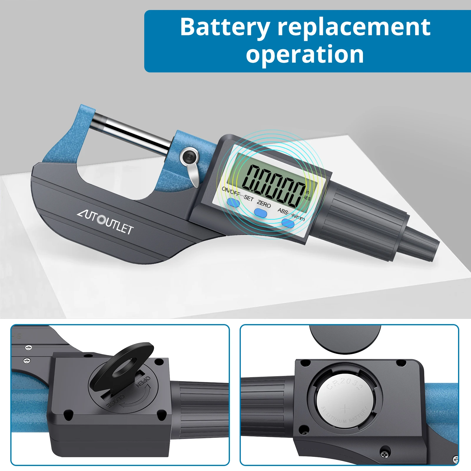 0~25mm Electronic LCD Digital Outside Micrometer Micro Calipers Length Measuring Tool 0.001mm Resolution With LCD Display