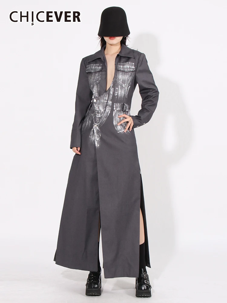 

CHICEVER Vintage Colorblock Blazers For Women Lapel Long Sleeve Single Breasted Irregular Chic Blazer Female Autumn Clothing New