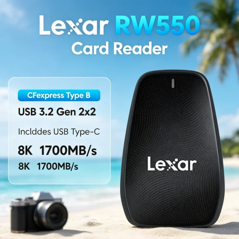 Lexar RW550 CFexpress Type B Reader USB Type-C 1700MB/s 8K 20Gbps USB 3.2 Gen 2x2 Card Reader for Video Transfer