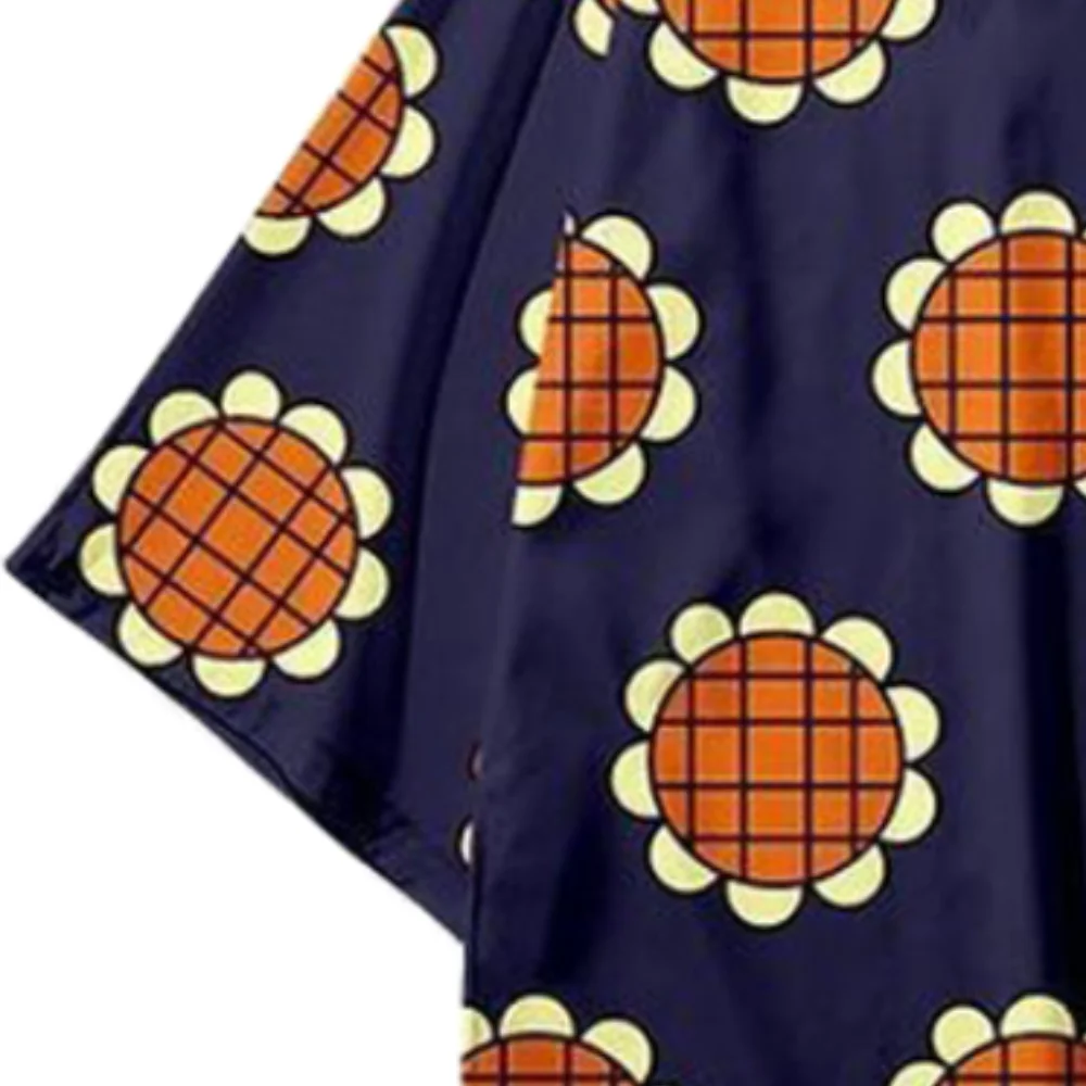 신상품 애니메이션 코스프레 의상 여름 여성 남성 해바라기 프린트 일본식 기모노 가디건 하오리 망토