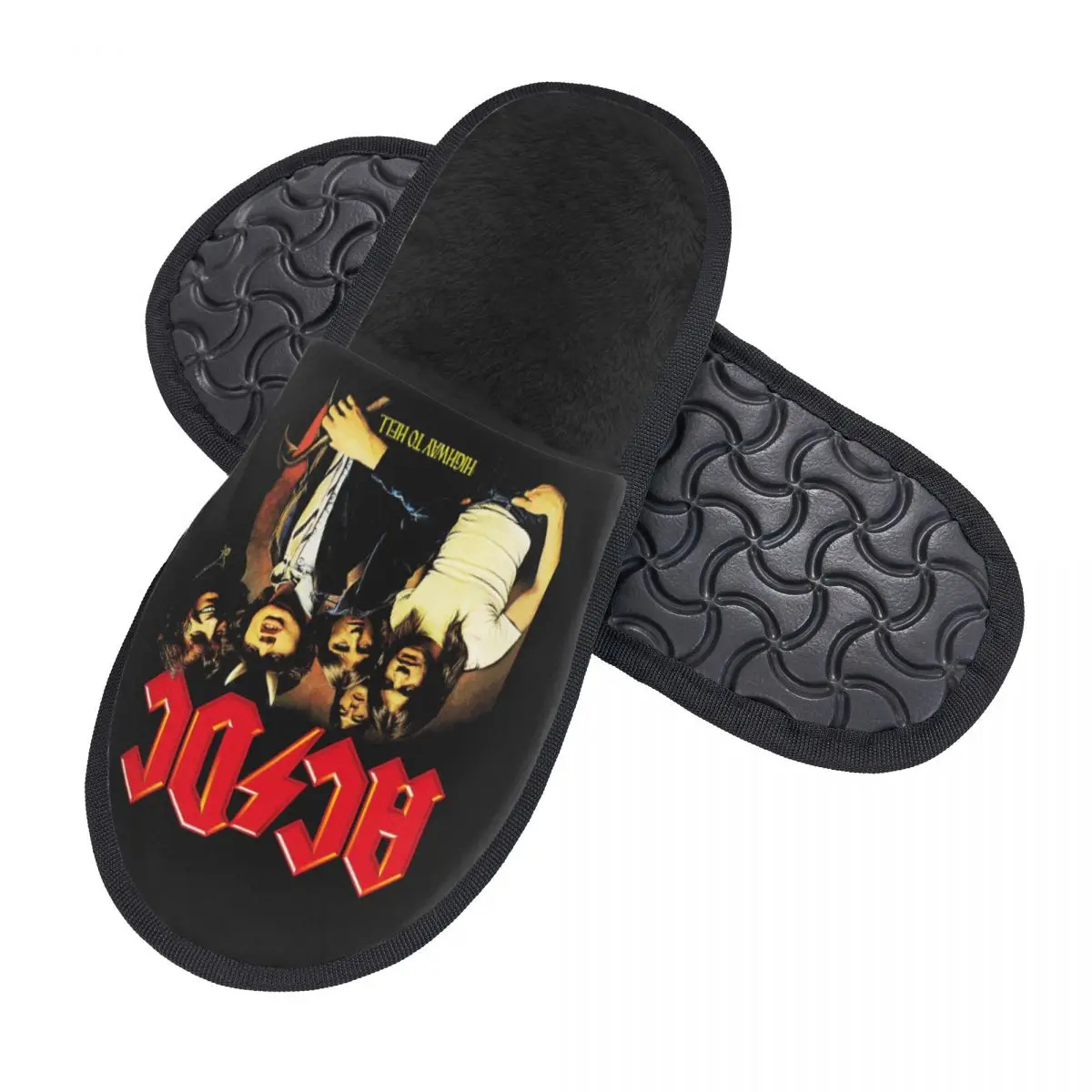 Custom Vintage Rock AC/DC Soft Memory Foam House Slippers Women Heavy Metal Music Band Comfy Warm Anti-skid Sole Slipper