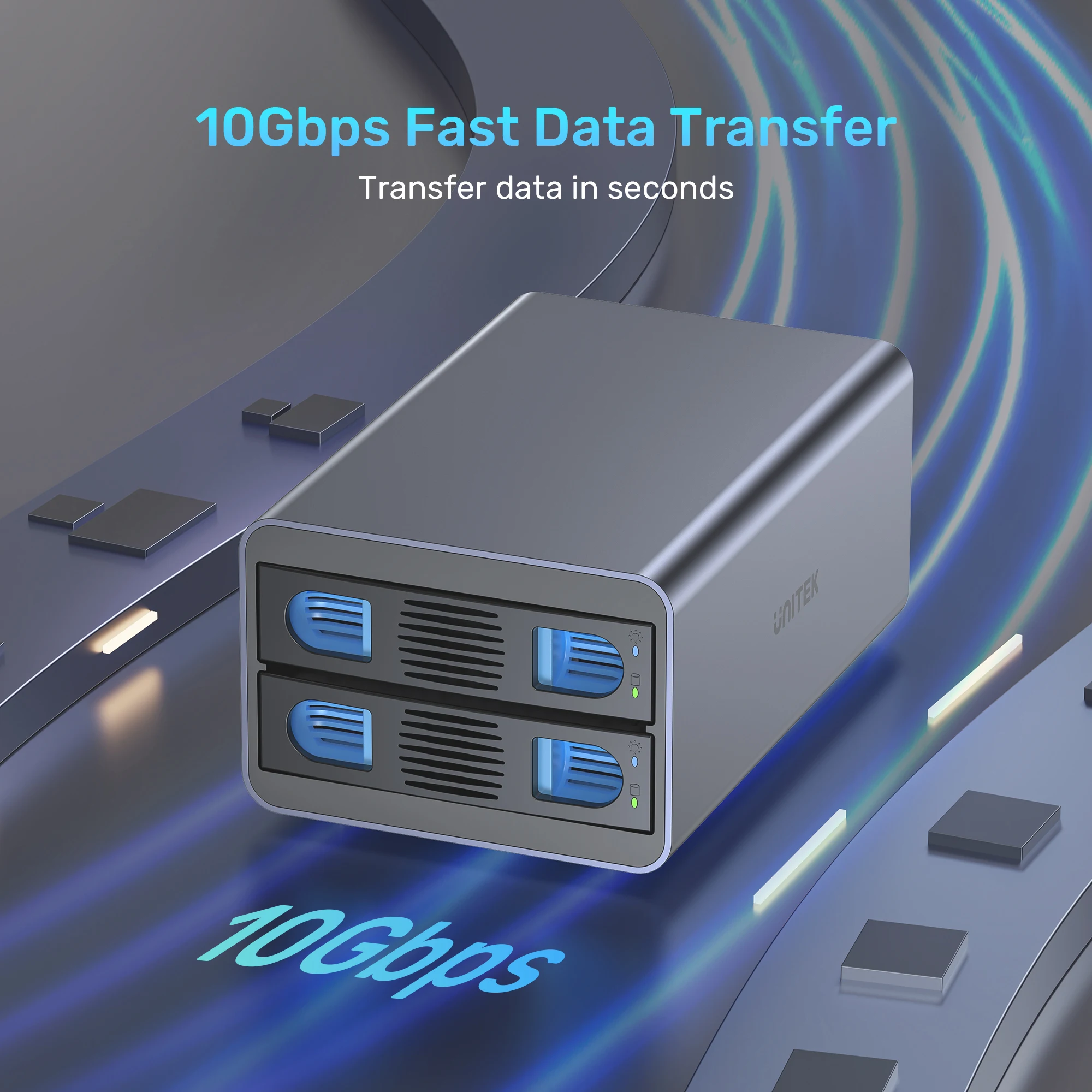 2 Bay USB‑C RAID HDD Enclosure 10Gbps 2.5/3.5 Inch SATA SSD HDD Case RAID 0/1/JBOD/PM Tool‑Free 40TB External Hard Drive Dock