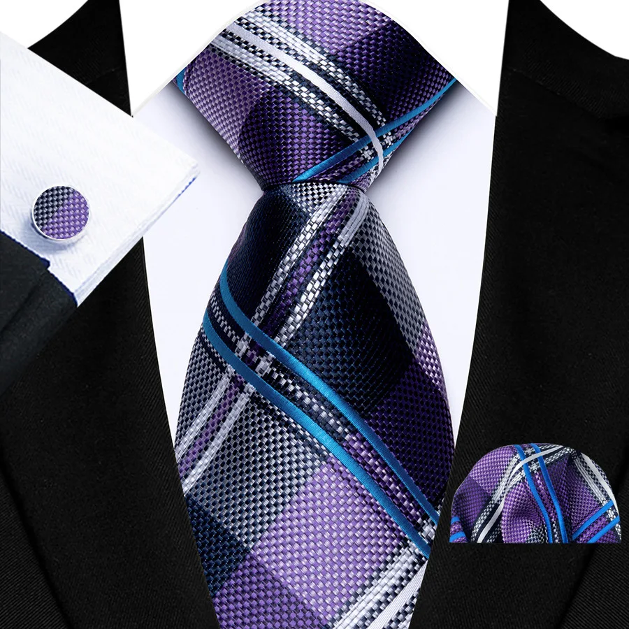 Men's Formal Tie Pocket Square & Cufflink Set  Striped Geometric Plaid Designs Multiple Styles - Ideal Business Work Gift