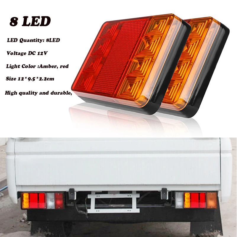 2 PCS Trailer/Truck 8/26 LED Tail Lamp Ultra Bright LED Truck Reversing Lights Tail Lights For Trailers Left And Right