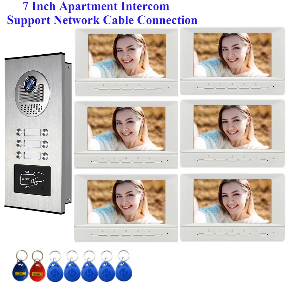 

Multi-Family Building 7" Network cable connection Video Intercom For Home Video Doorphone Doorbell Camera Villa Security System