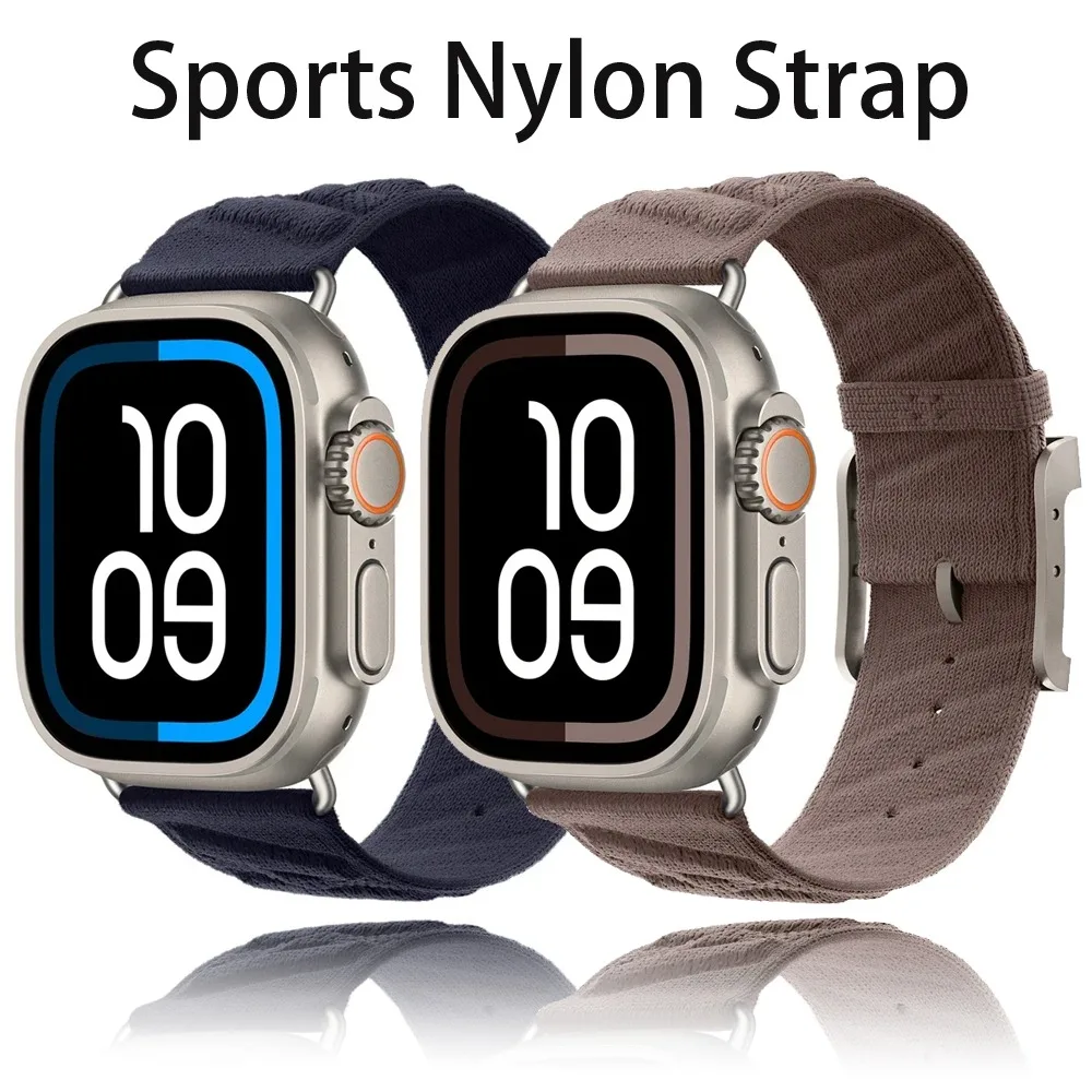 

Нейлоновый ремешок для Apple Watch Ultra 2/1 49 мм 46 мм 44 мм 45 мм 42/41 мм Спортивный удобный ремешок IWatch Series 10 9 8 7 6 5 4 SE Correa