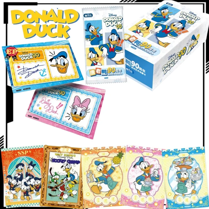 tarjeta-de-coleccion-del-pato-donald-90º-aniversario-arte-moderno-dibujos-animados-mercancia-de-anime-regalo-navideno-juguete-de-moda