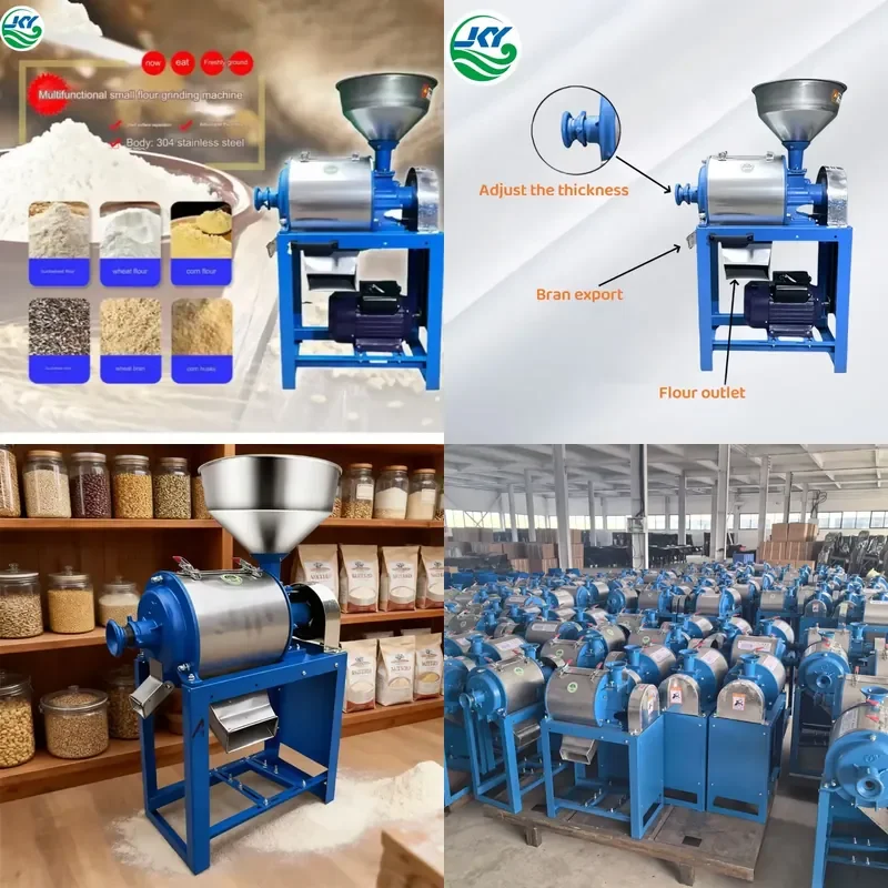 2026 CE Small Automatic Home Flour Machine for Wheat Corn Grains Bran Separation Family Use with Core Motor Grain Processing