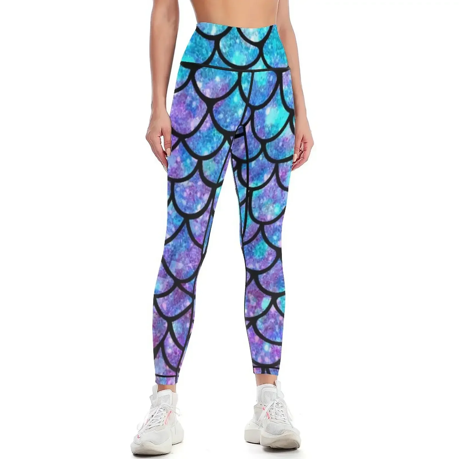

Purples & Blues Mermaid scales Leggings gym clothing for girls Golf wear sporty woman gym Womens Leggings