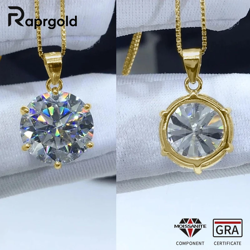 

RAPRGOLD Многоразмерные колье-солитеры с муассанитом для женщин, простые подвески на цепочке, подарок для подруги, ювелирное украшение на шею с сертификатом GRA