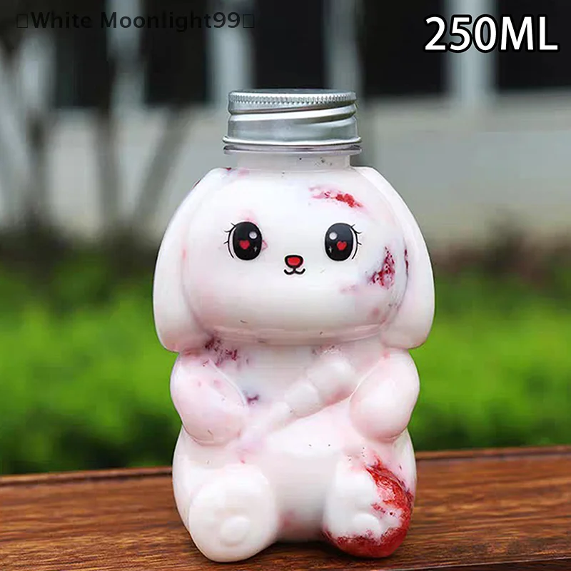 250ml Rabbit Bottles For Milk Tea Coffee Juice Portable Drinking Cup Home Transparent Juicing Beverage Drink Bottle