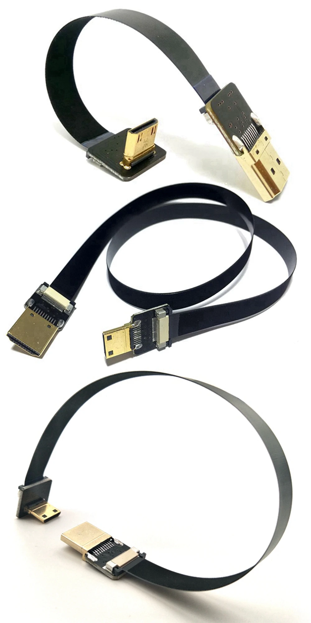Fpv hdmi tipo um macho para cima e para baixo em ângulo de 90 graus para mini cabo plano fpc compatível com hdmi para câmera multicopter fotografia aérea