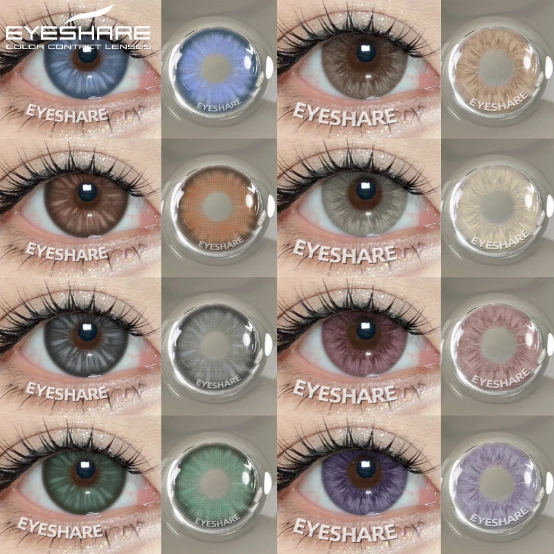 EYESHARE 1 Paar farbige Kontaktlinsen für Augen, natürliche bunte Linse, blaue Augenlinsen, braune Linsen, graue Pupillinse, grüne Kontakte