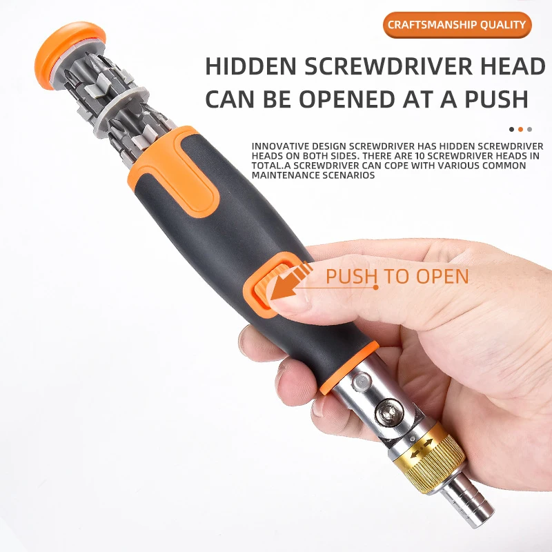 10 in 1 Screwdriver Set Professional Hand Tool Angle Ratchet Angle Screwdriver Set Multifunction Screwdriver Concealed Drill Bit