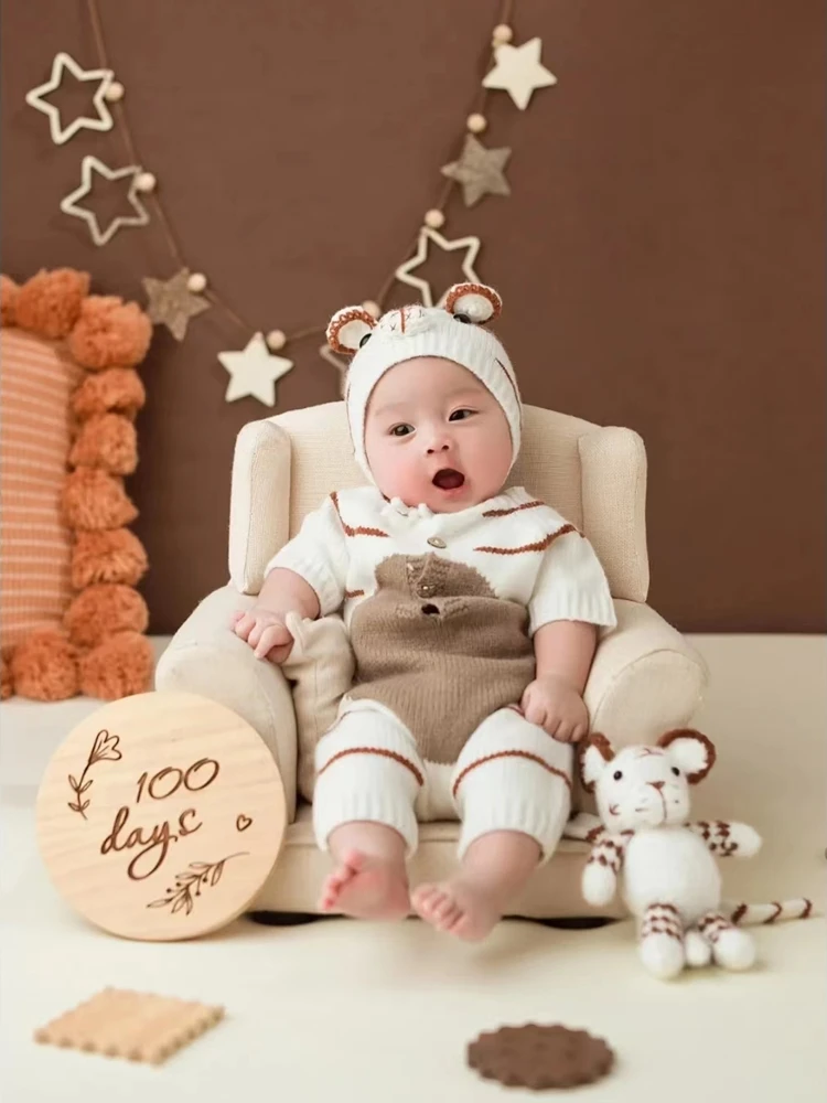 

New set of hundred day baby tiger shaped photography clothes for half year old babies одежда для фотосессии 아기 코스프레