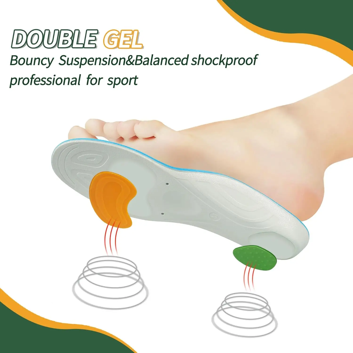 Cushioning Comfortable Running Shock Absorbing Breathable Hiking Walking Insoles