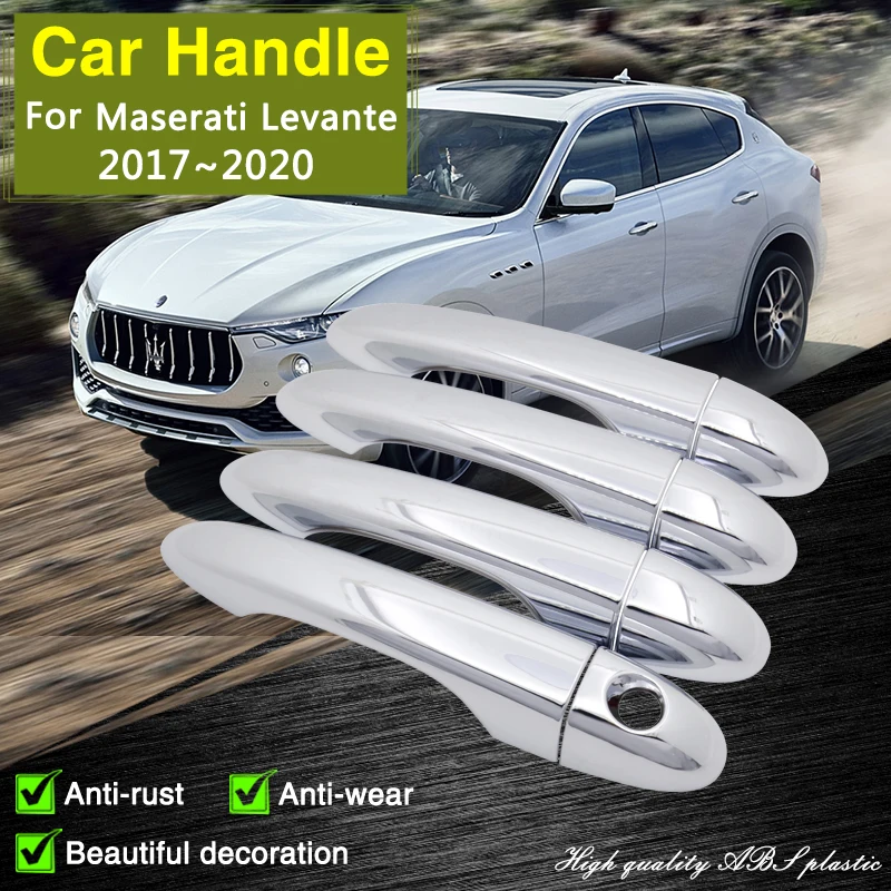 

Fit for Maserati Levante 2017 2018 2019 2020 Luxurious Chrome Smart Door Handle Cover Car Exterior Accessories Decorate Stickers