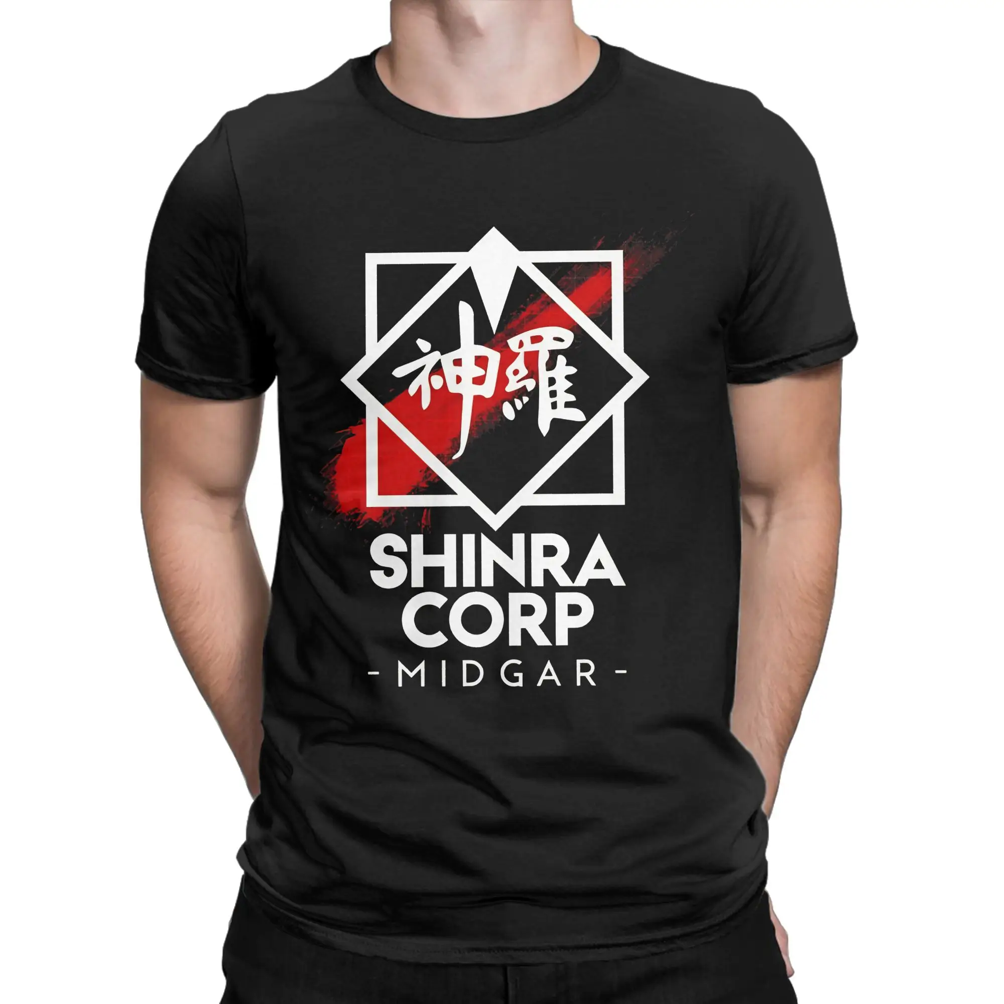 Shinra Corp   Midgar Funny Graphic 100% Cotton T-Shirt Final Fantasy Tees Tops For Men