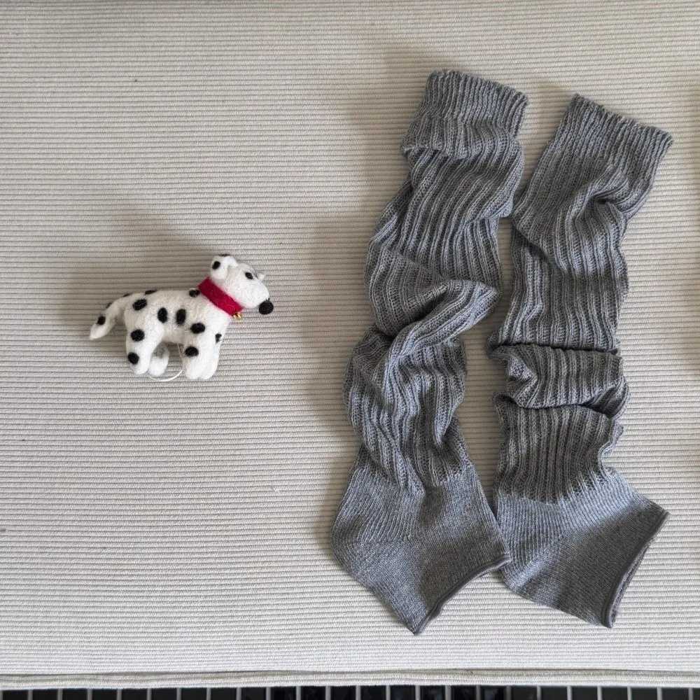 Solid Color Leg Warmers Loose Fit Breathable Fabric Knitted Leg Sleeves Knitted Texture Long Length Slouch Socks Winter Season