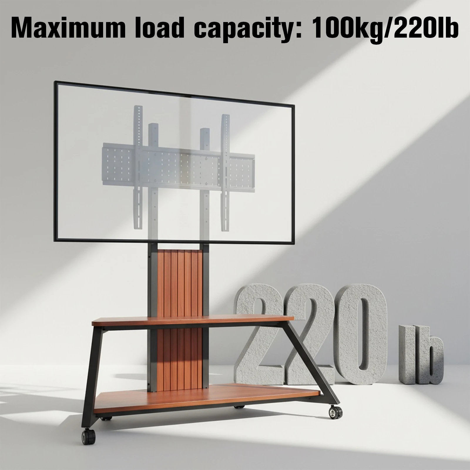 

Стальной передвижной стенд для телевизоров 60-100 дюймов, до 100 кг, с полкой, портативная подставка для монитора, регулируемая по высоте, с фиксируемыми колесами