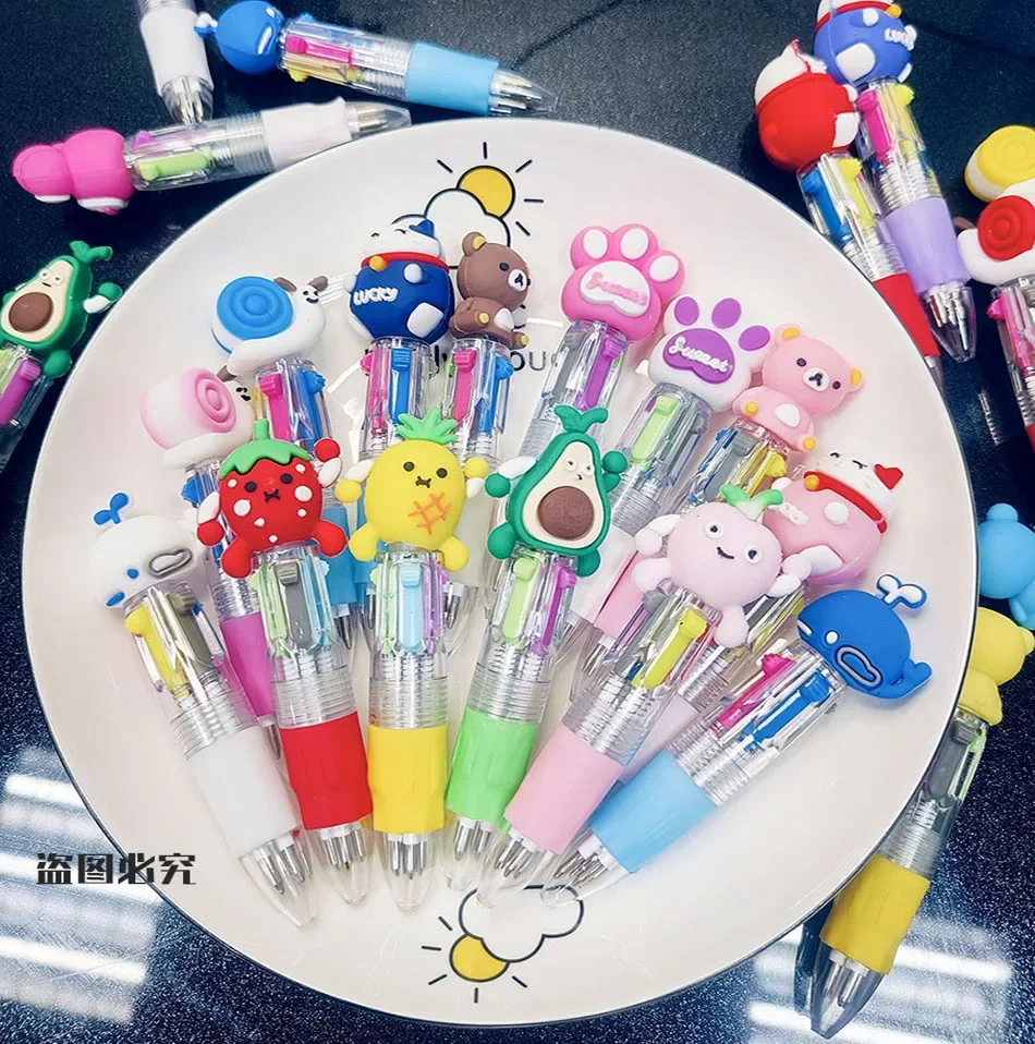 25Pcs/Lot Kawaii Mini 4 Colors Ballpoint Pen Cartoon Bear Unicorn Animal Multicolor Cute Pens Stationery School Office Supplies