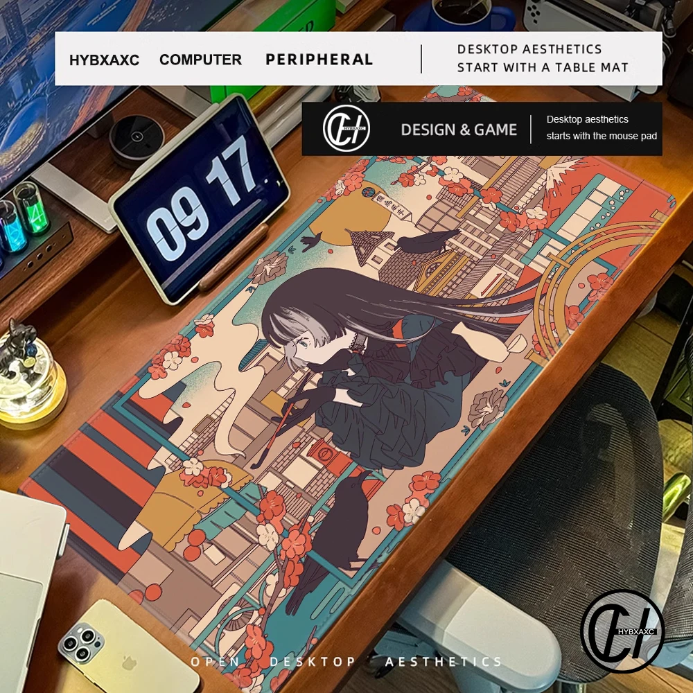 شعبية Virutal Idol J Kufuutei Raden المطاط ماوس الوسادة مع قفل حافة الألعاب اكسسوارات HD الطباعة حصيرة مكتبية طالب لوحة الكتابة #4