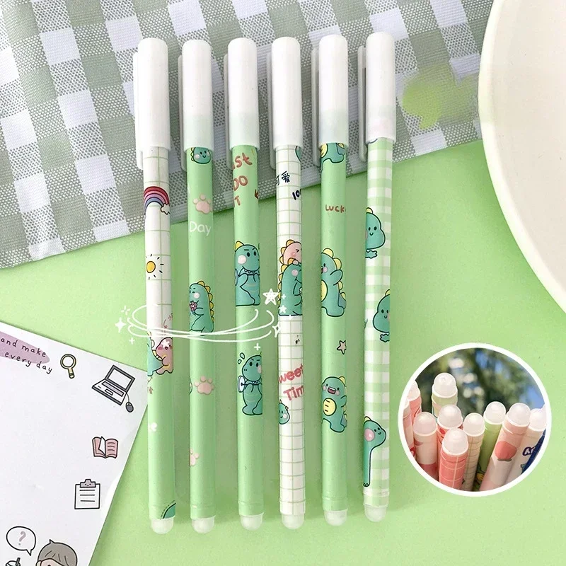 Juego de bolígrafos de Gel borrables para niñas, bolígrafos Kawaii de 0,5mm con punta de recarga azul, suministros escolares de escritura,