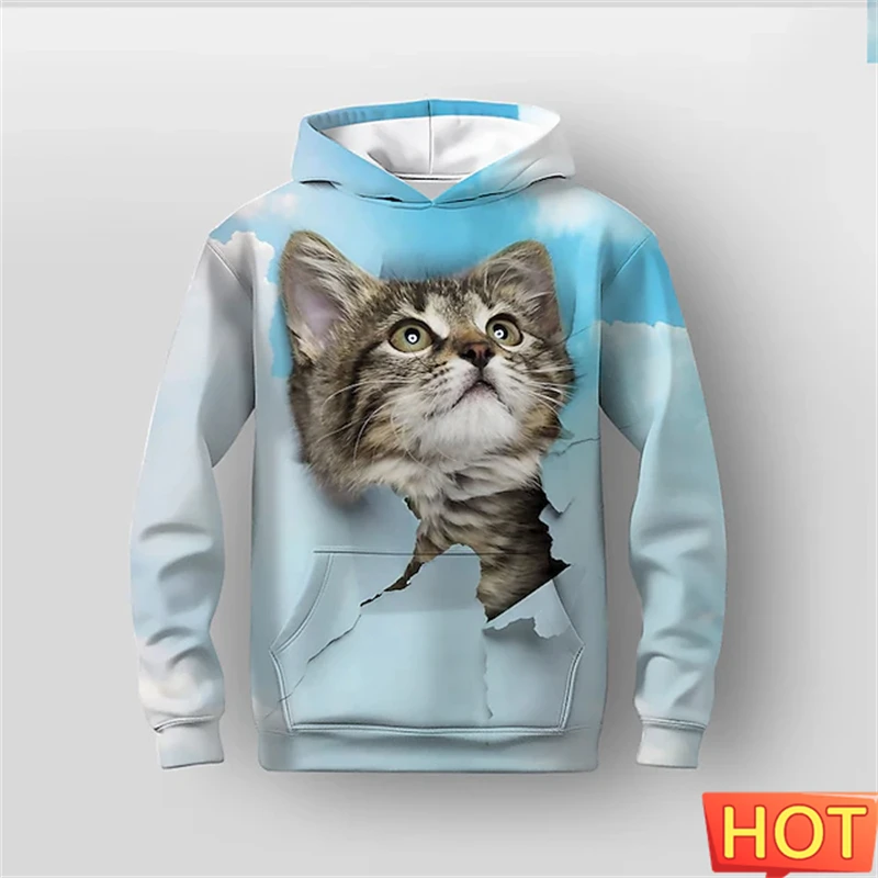 ثلاثية الأبعاد مطبوعة لطيف هريرة طباعة هوديي للنساء تصميم جديد الكرتون القط نمط البلوز البوليستر الخريف بلوفر شتوي الرجال #6
