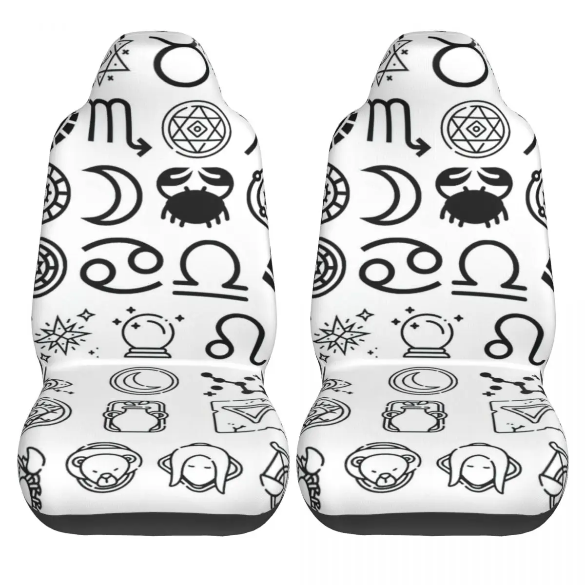 HOROSCOPES ZODIAC SIGNS Car Seat Cover Custom Printing Universal Front Protector Accessories Cushion Set