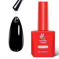 15ml No Wipe Glossy Gel Nail Polish Top Coat, High Glossy Soak Off Gel Nail Polish Need Cured for Home Salon Manicure Pedicure
