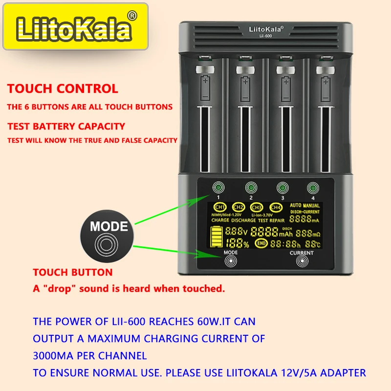 18650/21700/26650/AA/AAA/Ni-MH/Li-ion용 LiitoKala L... - 4