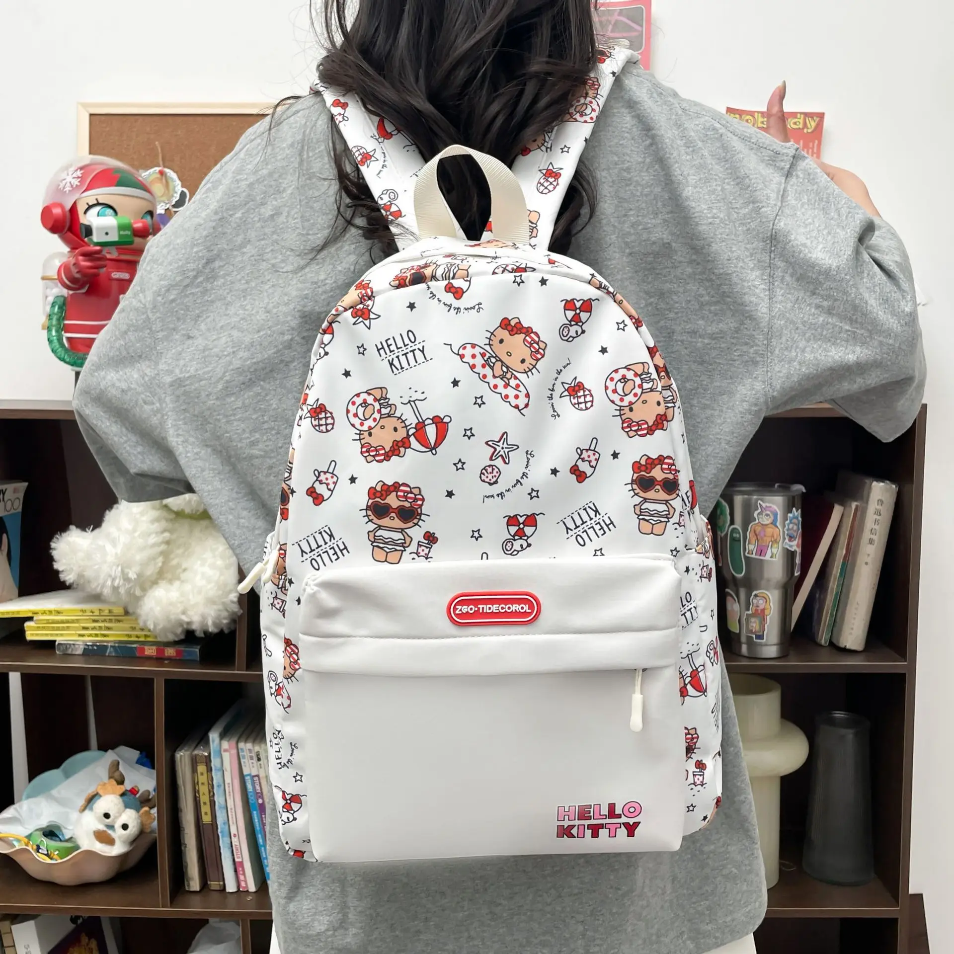 Famous school bag Hello Kitty backpack, Cinnamoroll Melody cute backpack, cartoon animation school bag, girls casual travel comm