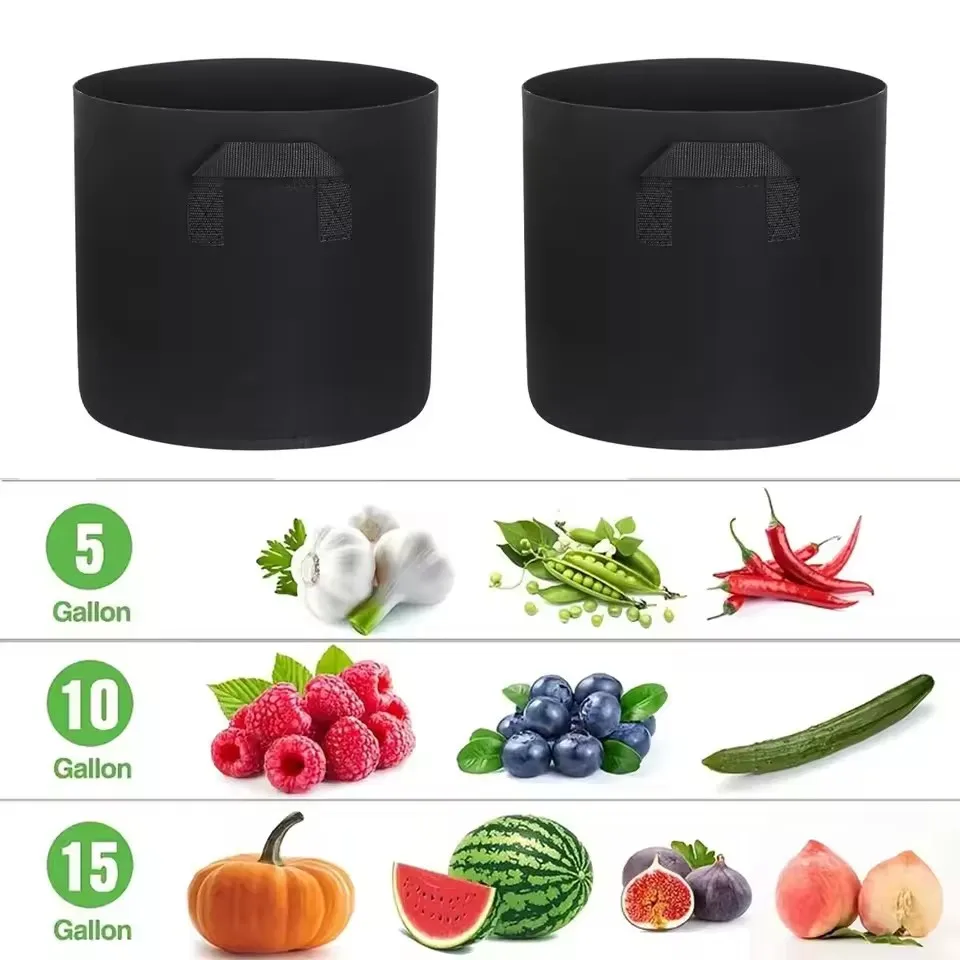 5PCS Felt Grow Bags 3-20Gallon Thickened Gardening Fabric Vegetable Flower Planting Pots Greenhouse Garden Plant Nursery Pot - view 3