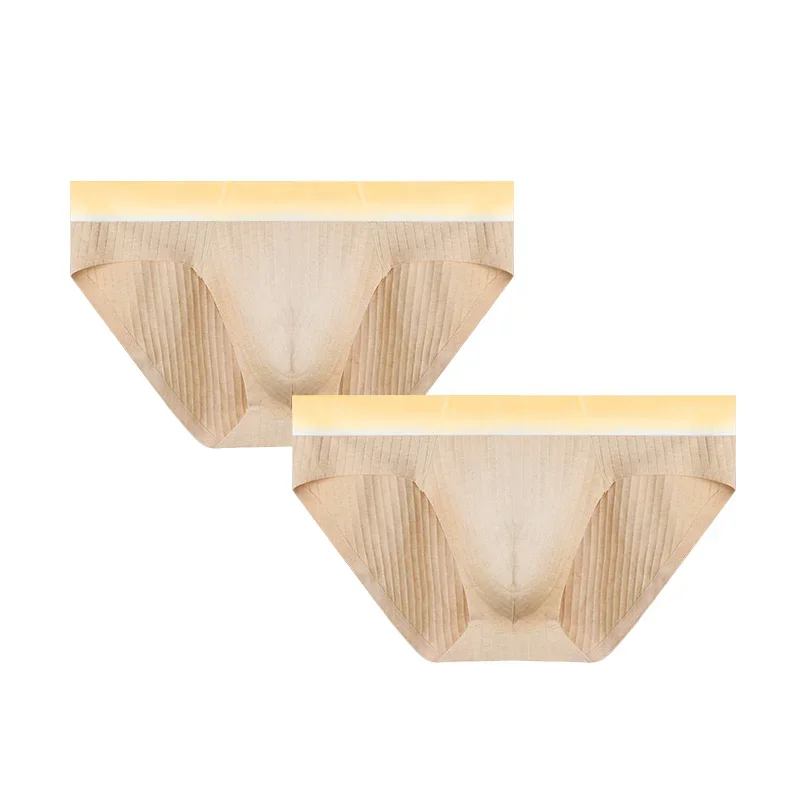 2PCS Men's Cotton Antibacterial Seamless Briefs, Thin Breathable Sports Underwear for Summer