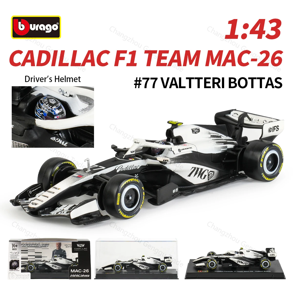 Bburago 1:43 2026  Cadillac Formula 1 Team MAC-26 GP F1 Formula Racing Car Static Simulation Diecast Alloy Model Car Acrylic Box