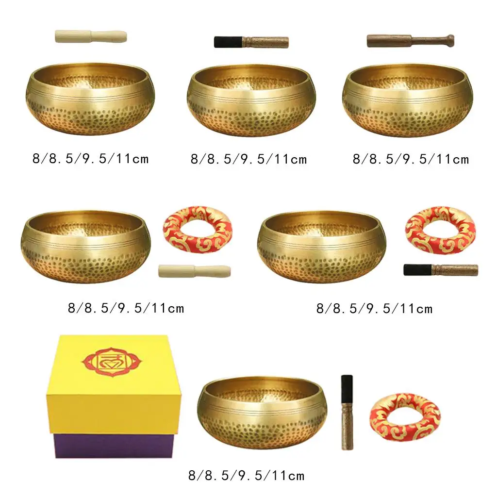 Singing Bowl Set Handcrafted Chakra Meditation Sound Bowl with Mallet for