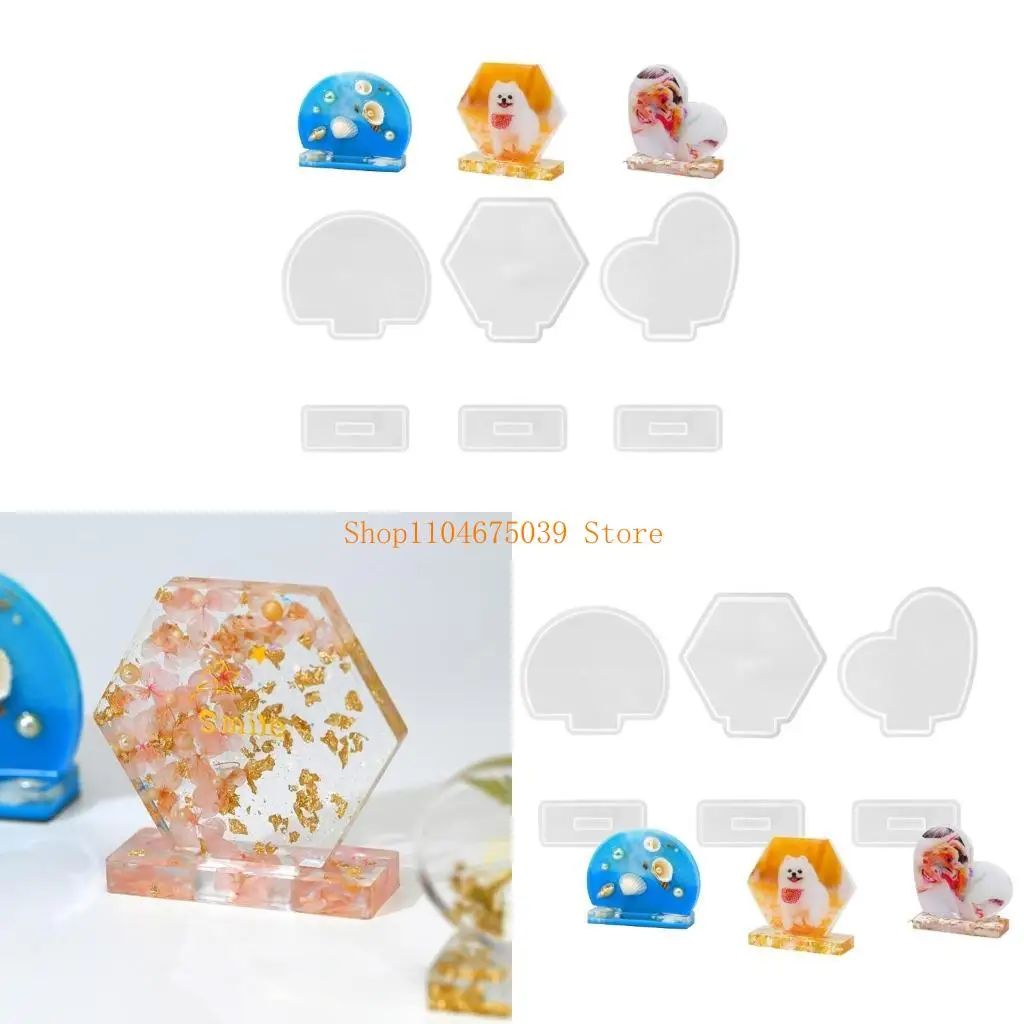 

5asd Easy to Use Silicone Molding Tool for DIY Round Heart & Hexagon Photo Frame Art