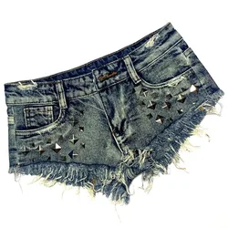 New Summer Women's Slim Sexy Rivet Low-rise Denim Ultra Shorts Y2k Shorts Ropa Mujer