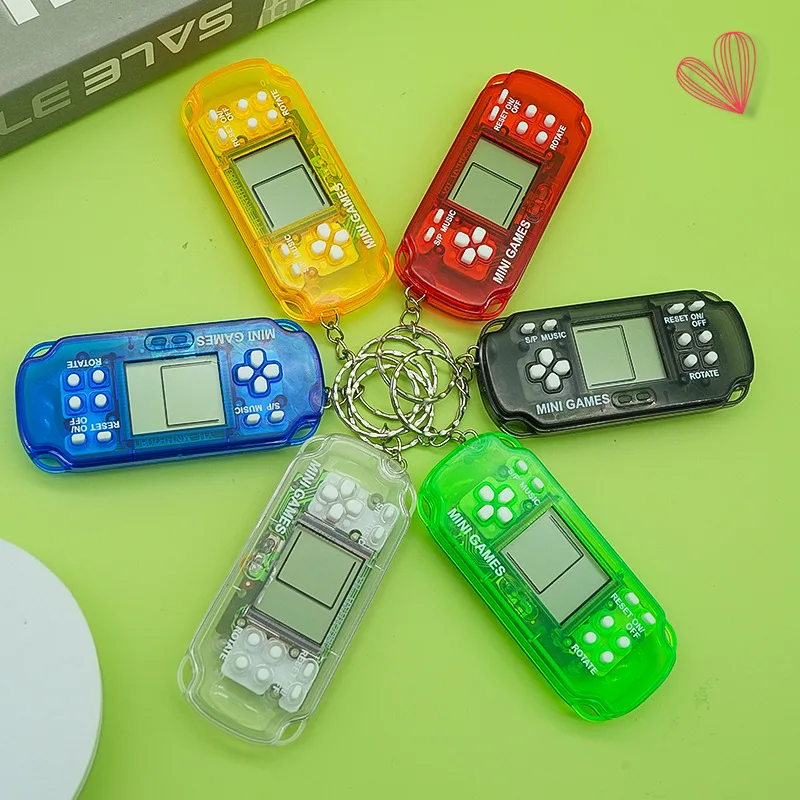 Брелок для видеоигр, мини-портативная игровая консоль, рюкзак, брелок, синяя игровая консоль в стиле ретро с брелоком-колокольчиками
