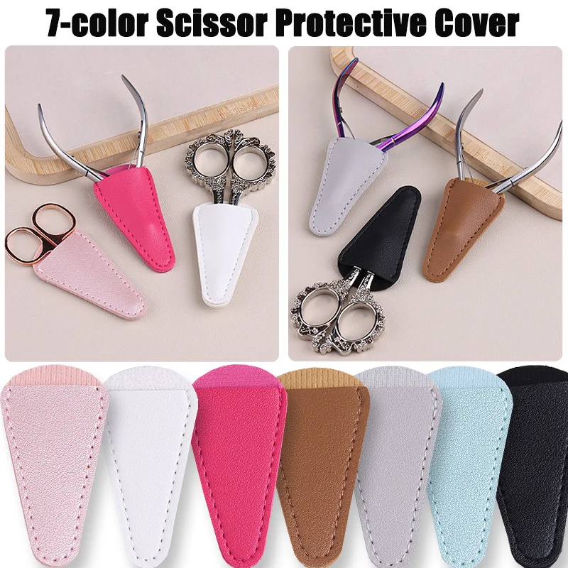 Leather Nail Scissors Tool Protective Cover, Portable Scissors Protector Cover,For Various Scissors, Tweezers,Nail Clippers