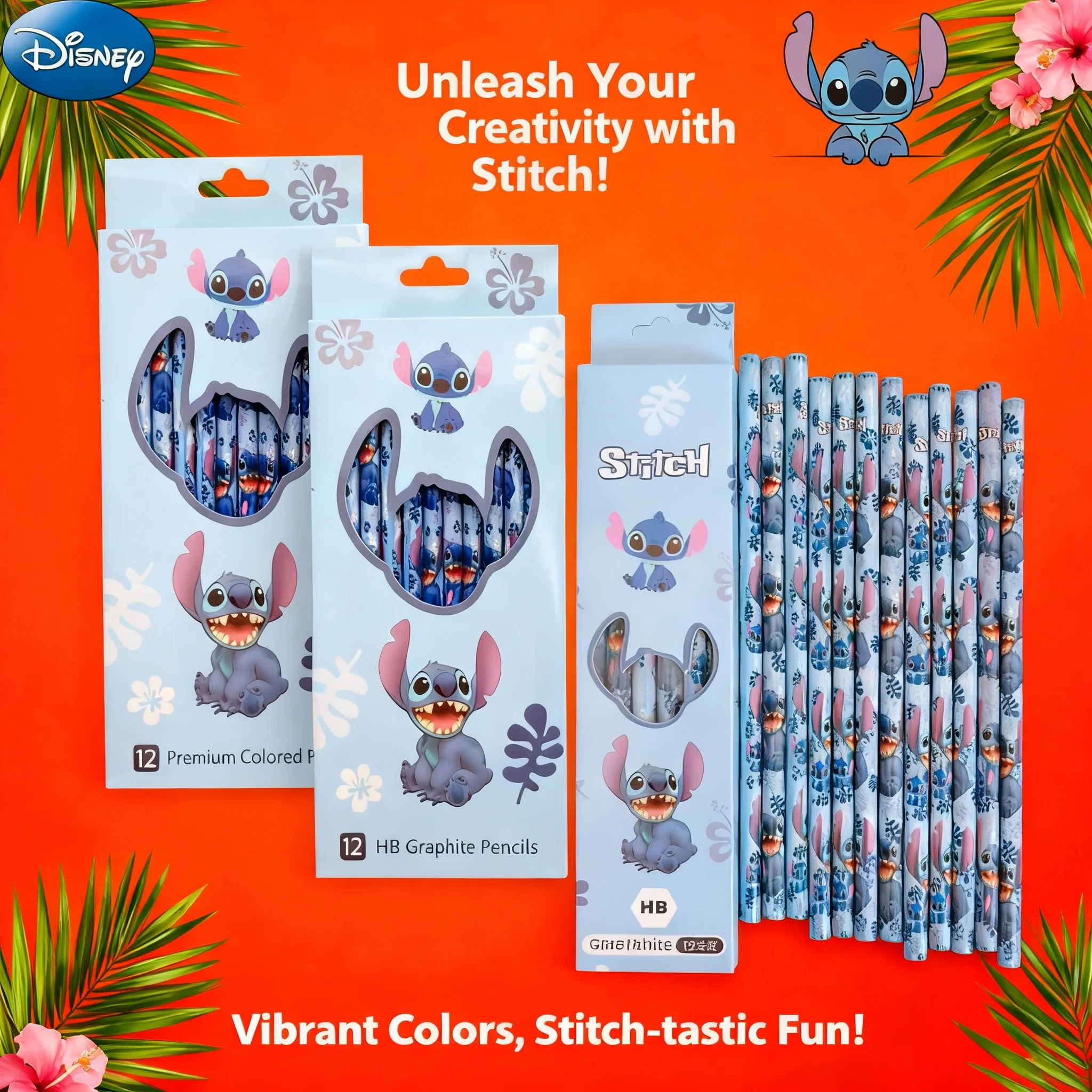 

12pcs Disney Stitch Anime Colored Pencils HB Pencils School Supplies Kids Birthday Xmas Gift for Children Student Drawing Art